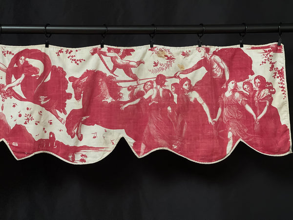 Antique Toile de Nantes ‘Chariot of Dawn’ Pelmet: C18th France