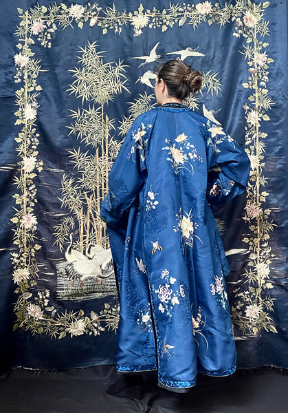 Antique Traditional Silk Brocade Embroidered Woman’s Coat or Robe: C19th China