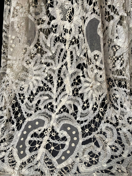 Antique Edwardian Tape lace Dress: C1900 England