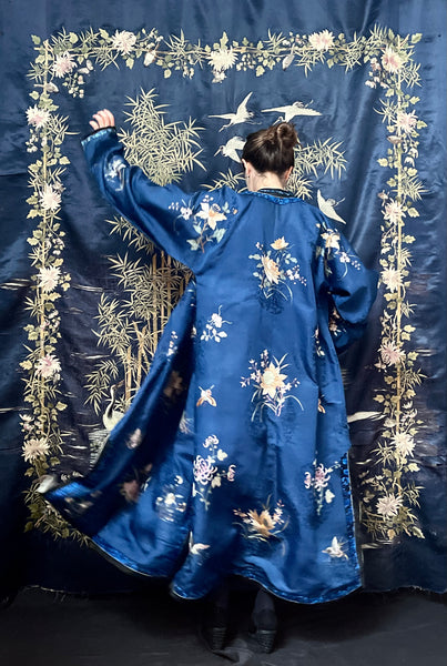 Antique Traditional Silk Brocade Embroidered Woman’s Coat or Robe: C19th China
