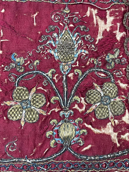 Tudor English Silk Gilt-work Embroidered Panel: C1600 English