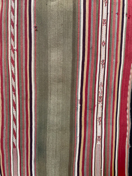 Pair Fine Antique Guatamalian Flat weave Handwoven Striped Panels: C19th Guatamalia