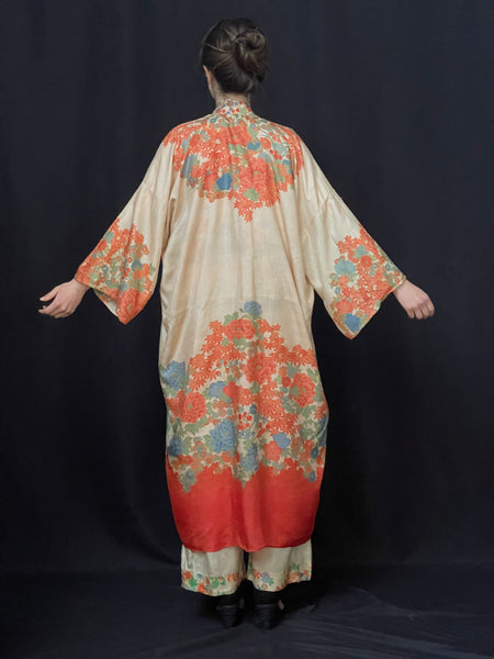 Silk Hand Painted Pyjama Set: C1920s Japan for export