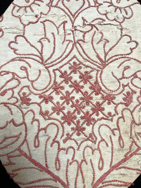 Jacobean Red work Embroidered Panel: C16th English