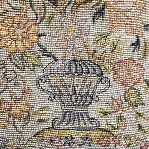 Jacobean revival English Embroidered Needlepoint: C1900 England
