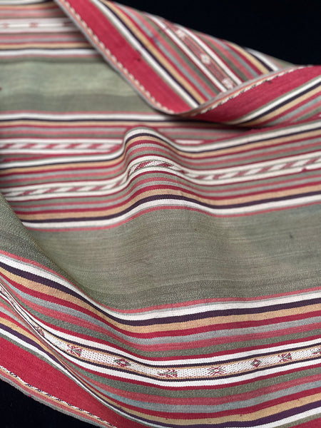 Pair Fine Antique Guatamalian Flat weave Handwoven Striped Panels: C19th Guatamalia