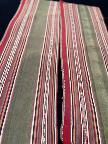 Pair Fine Antique Guatamalian Flat weave Handwoven Striped Panels: C19th Guatamalia