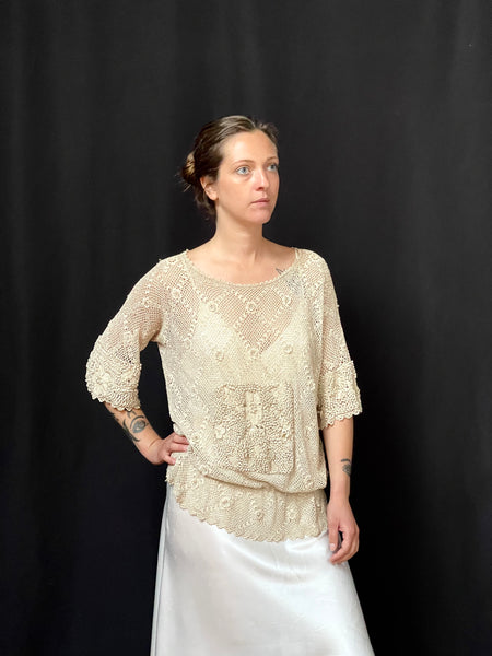 Original 1920s Crotchet Lace Top: C1920 Europe