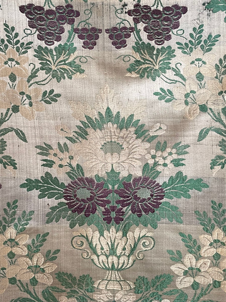 Antique Silk Brocade Floral Panel: C18th France