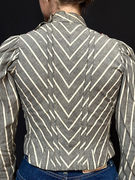 Striped Victorian Bodice Costume: C19th France