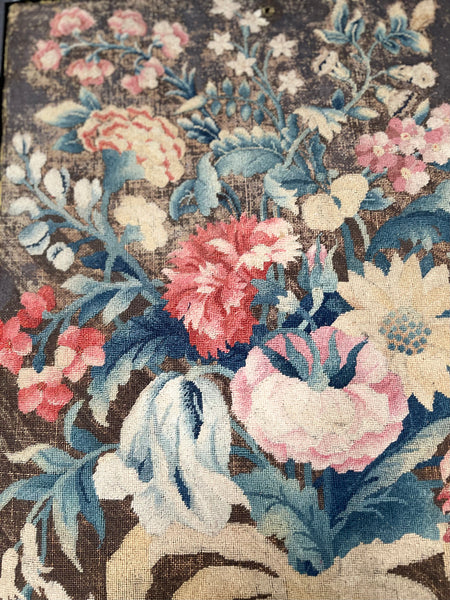 Early Fine Needlepoint Still Life with Flowers: C18th France