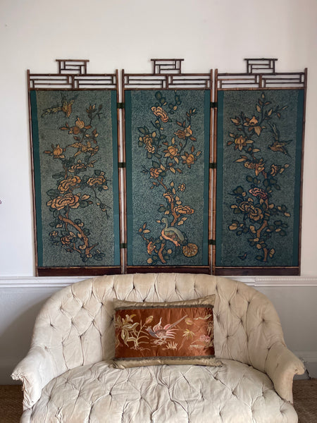 Bespoke Antique Embroidered Chinoiserie Cushions: C1900 France
