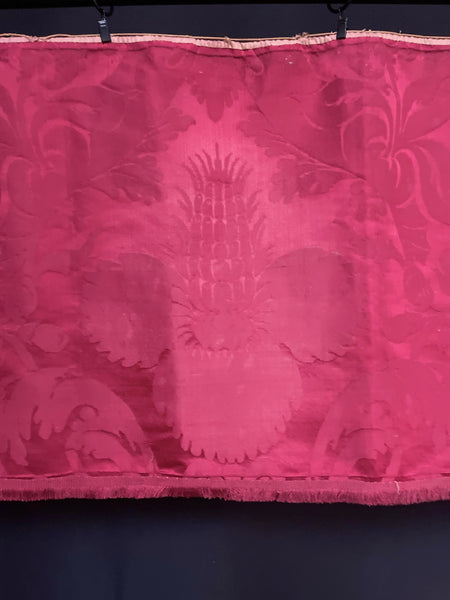 Antique Crimson Silk Damask Pelmet: C18th Italy