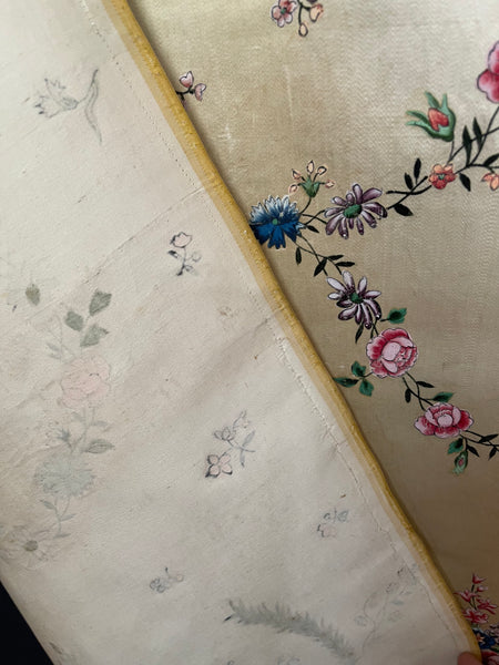 Hand Painted Rococo Silk Dress Panel: C18th China for export