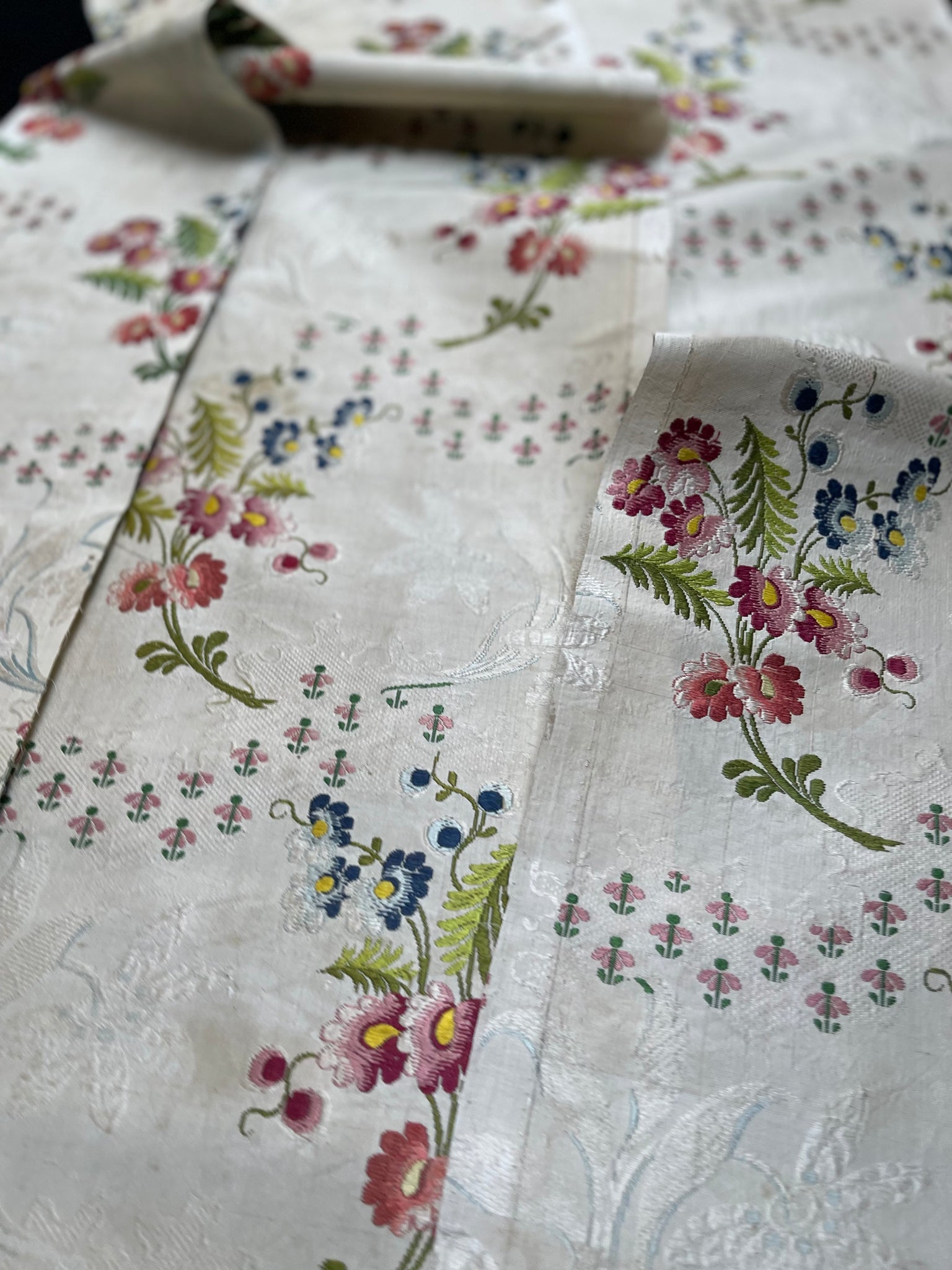 Collection Rococo Silk Brocade Dress Panels Floral : C18th Lyon, France