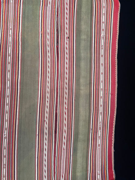 Pair Fine Antique Guatamalian Flat weave Handwoven Striped Panels: C19th Guatamalia