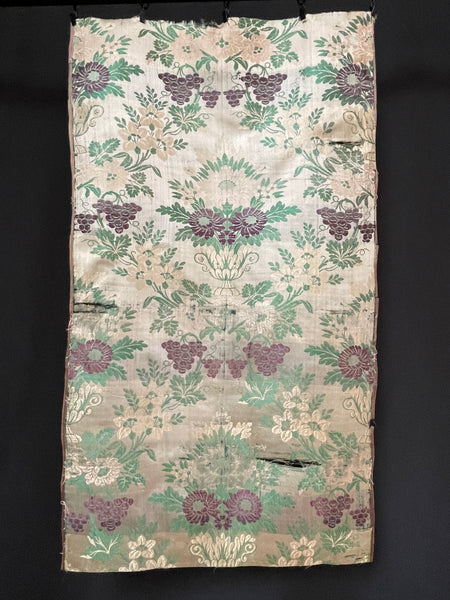Antique Silk Brocade Floral Panel: C18th France