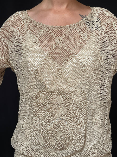 Original 1920s Crotchet Lace Top: C1920 Europe