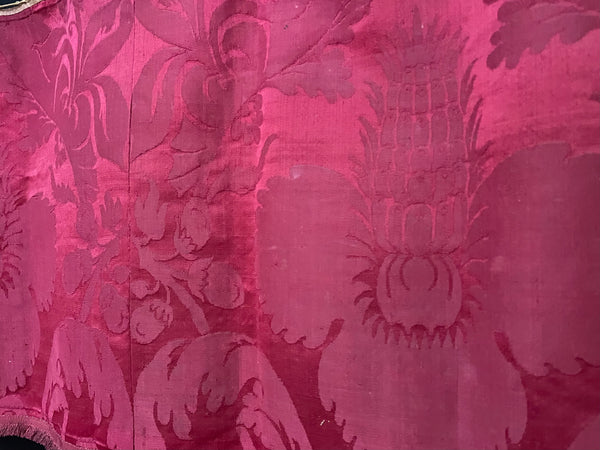 Antique Crimson Silk Damask Pelmet: C18th Italy