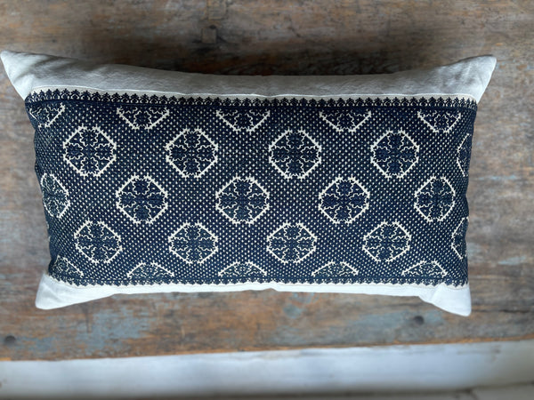 Handmade Bespoke Antique Indigo Embroidered  Cushion Pillow Collection: C19th Fez, Morocco