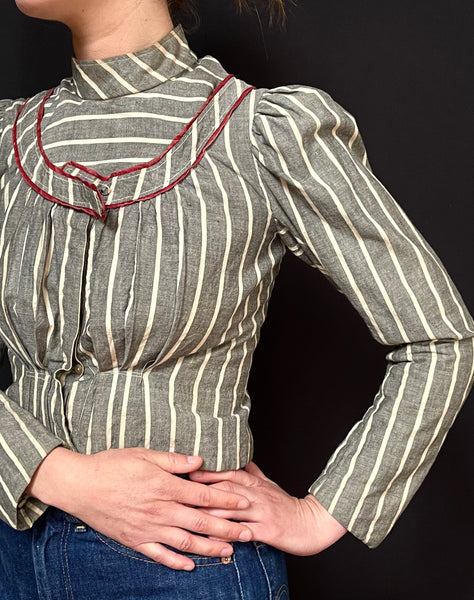 Striped Victorian Bodice Costume: C19th France