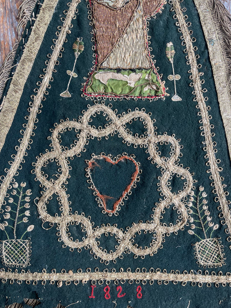 Ecclesiastical Church Embroidered with Medieval Appliquéd Figures : C1828 France