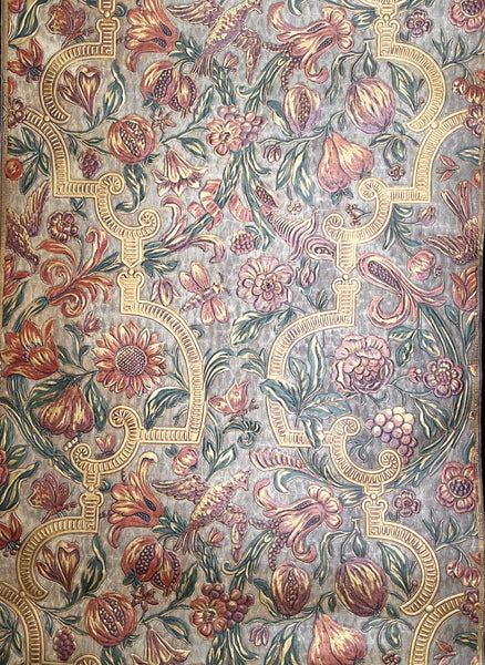 Hand painted Embossed Wallpaper Panel: C19th Belgium