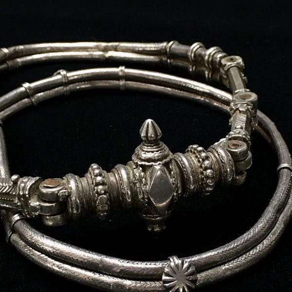 Antique Indian Tribal Silver Belt: C19th Rajasthan, Northern India