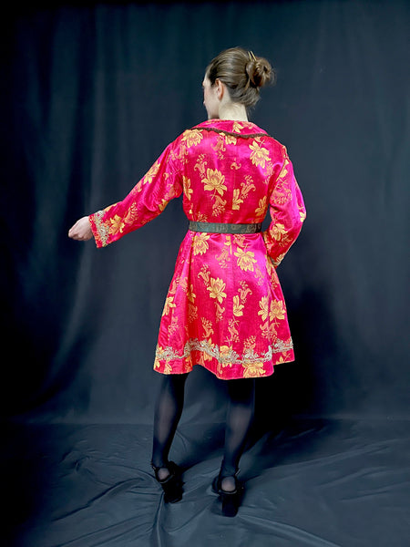 Pink and Yellow Silk Brocade Frock Coat: C1920 Central Asia