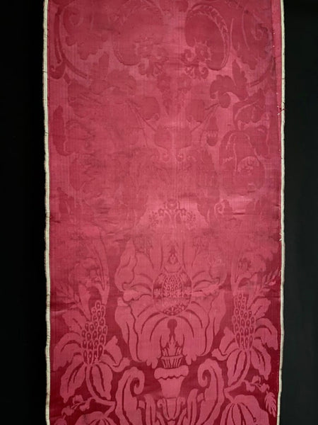 Crimson Silk Brocade Panel Museum Worthy : early C1800s England