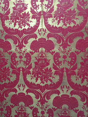 Fine Red and Gold Silk Brocade panel: C19th Europe
