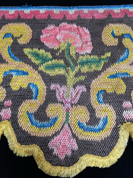 Silk Embroidered Pelmet or Bed Hanging: C18th Italian