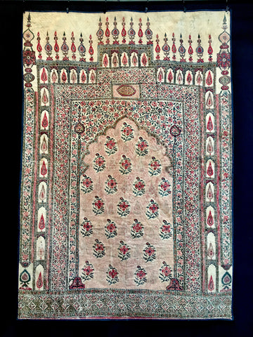 Fine Indian Coromandel Quilted Block Print Kalamkari Hanging: early 19th century