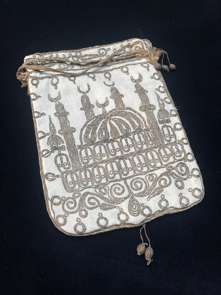 Embroidered Ottoman Bag with Minarets : C19th Turkey