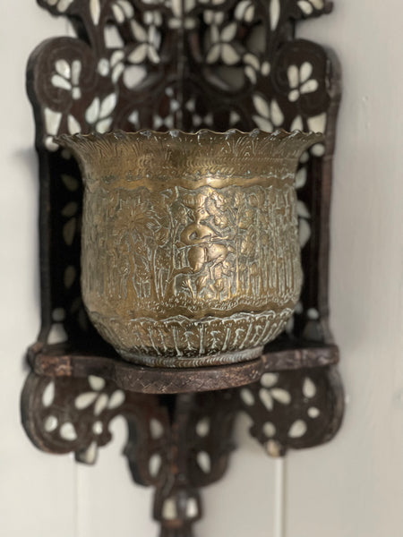 Decorative Brass Repoussé Planter: C19th India