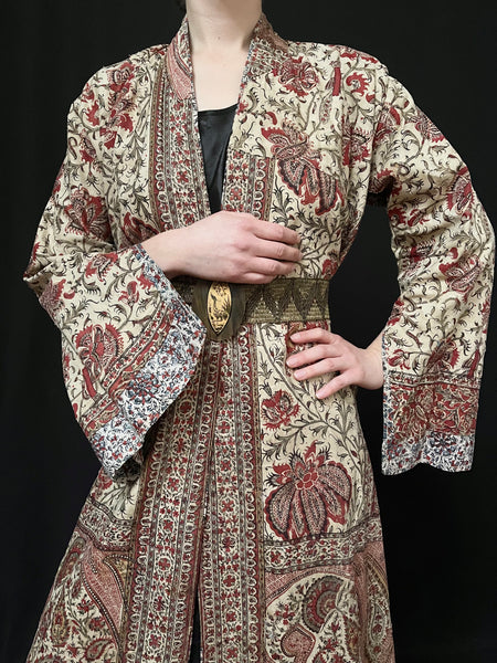 Antique Kalamkari Coat or Robe Block Printed and Hand Painted : C19th Persia