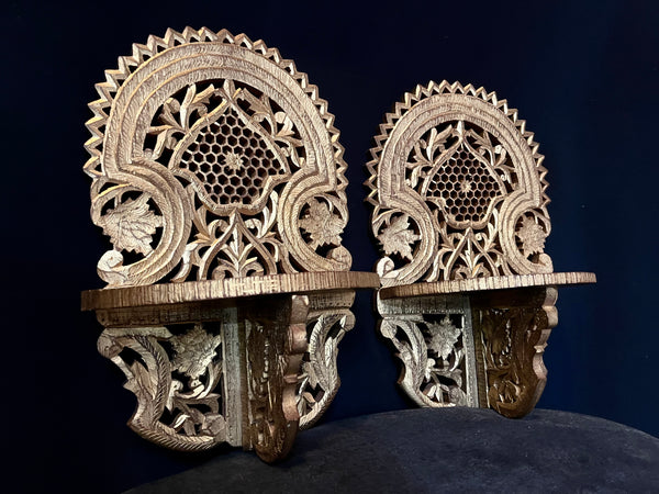 Pair Decorative Ottoman Gilt Painted Turban Stands or Shelves: C20th Indonesian.