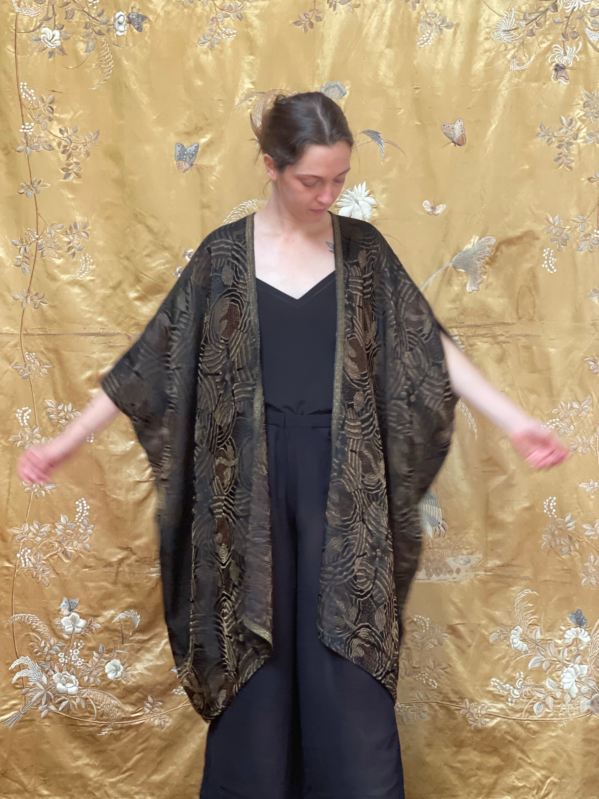 Black and Gold lame opera coat C1920 French Hannah Whyman