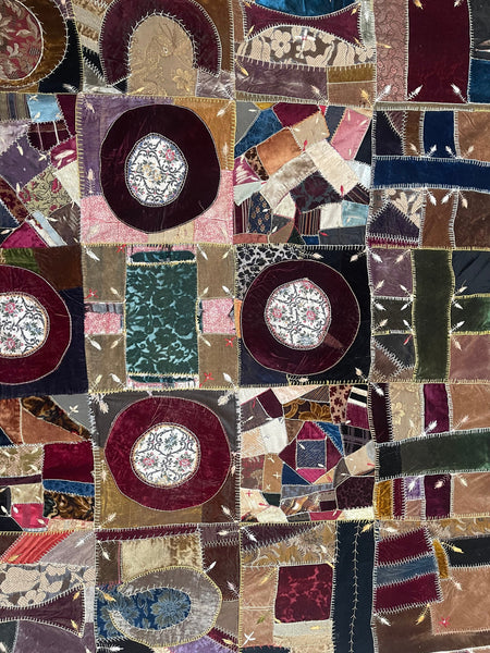 Antique Folk Art Crazy Patchwork Quilt: C19th America