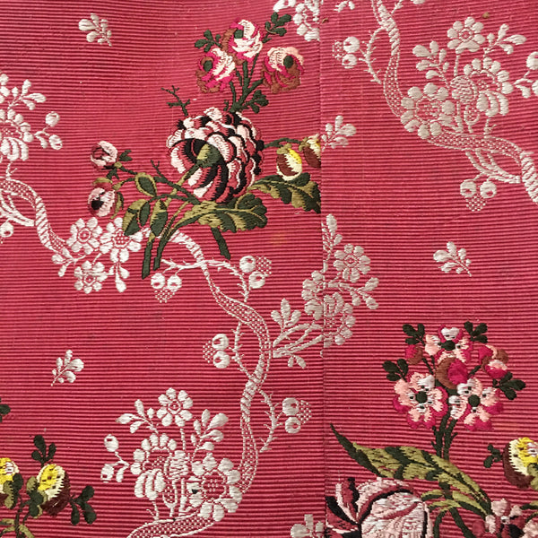Rococo Raspberry Pink Silk Brocade Panel Length: C18th England, possibly Spitalfields