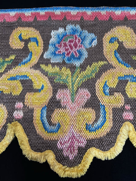 Silk Embroidered Pelmet or Bed Hanging: C18th Italian