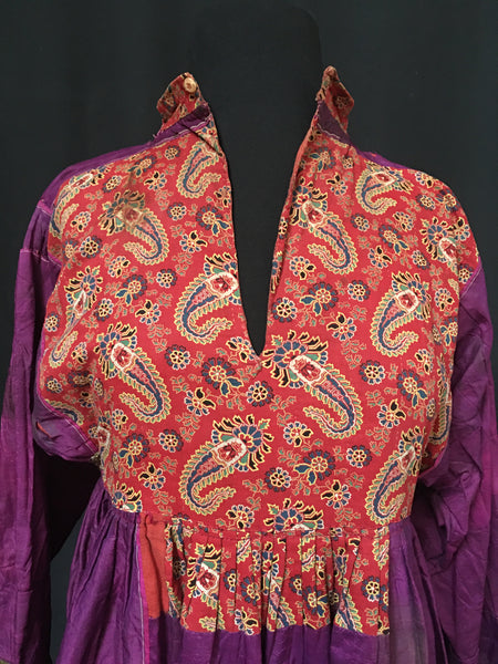 Woman’s Embroidered & Quilted Tribal Silk Dress  late 19th century