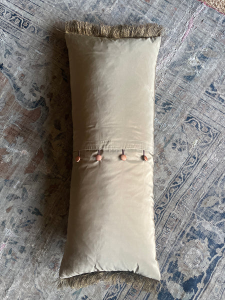 Pair Bespoke Cushion Pillows Gilt Embroidered Ottoman Silk: C19th Turkey