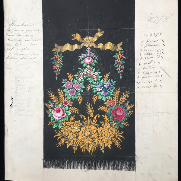 Hand Painted Design for Textile Development: C19th France