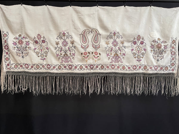 Antique Indian Silk Embroidered Shawl or Pelmet: 19th Century, Kutch, India.