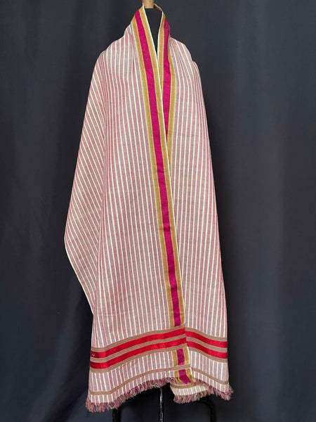 Finely Woven Museum Quality Silk Shawl: Hyderabad, Pakistan (Sind).