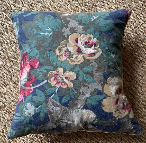 Large Size Chintz Print Cushion or Pillow: C1930 France