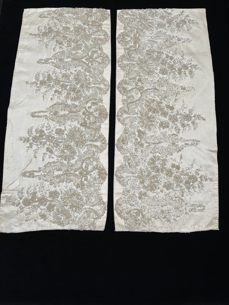 Pair of Edwardian Beaded Silk Dress Panels: C1910 England