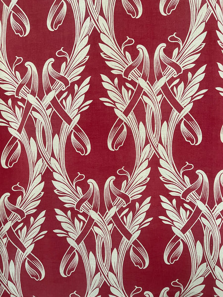 Art Nouveau Curtain Panel Crimson and White: C1900 France