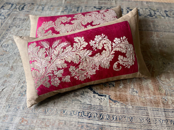 Large Bespoke Pillows Made with C18th Silk Brocade